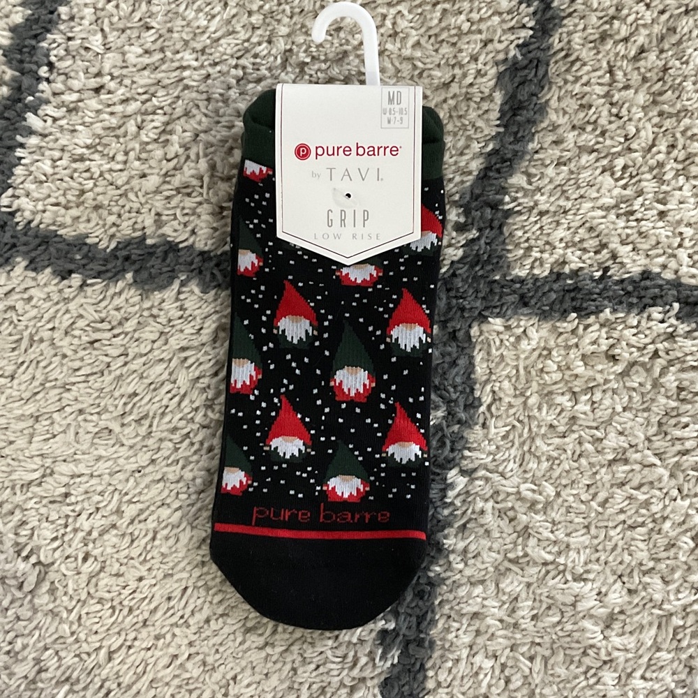 Pure Barre Festive Gnome Grip Socks